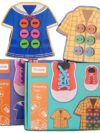 Threading Toy Clothes Shoes Simulated Interactive Fun Wooden Handmade Fine Motor Skills Toy Lacing Game Developmental Activity
