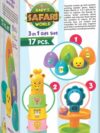 Toystor Baby’s Safari World 3-in-1 Gift Set – 17 Pcs Educational Toddler Toys for 12–36 Months, Nesting Eggs, Stacking Cups & Ball Drop Ramp, Learning Playset for Boys & Girls